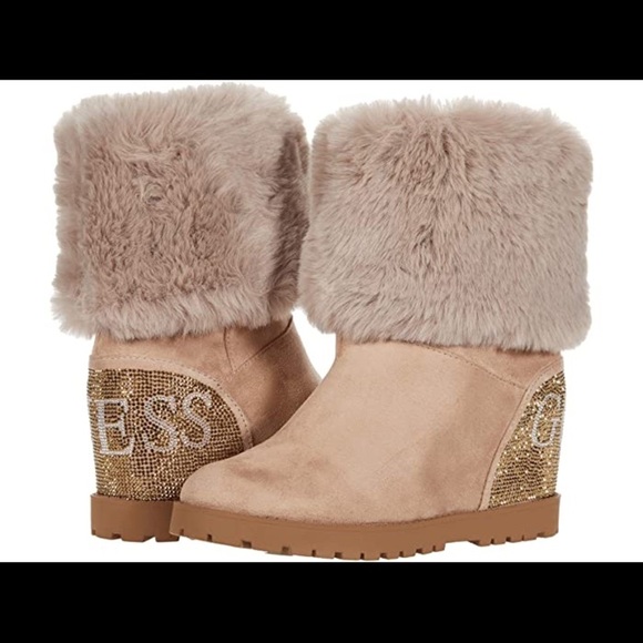 New GUESS Paulie Lug Sole Wedge Boots SZ 6.5 - Picture 1 of 5